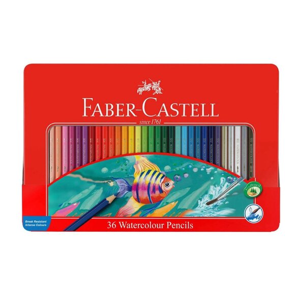 Faber-Castell 115931 Watercolor Pencil Set of 36 Assorted Color Tin Case - Picture 1 of 5